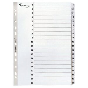 Kartongregister LYRECO A4 1-20 vit