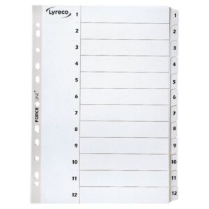 Kartongregister LYRECO A4 1-12 vit