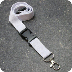 Lanyard med karbinhake och säkerhetslås vit 100-pack