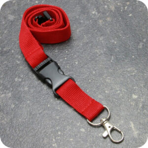 Lanyard med karbinhake och säkerhetslås röd 100-pack